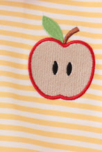 Mustard Stripe Apple Embroidered Top