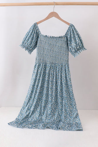 Teal Floral Mom Dress - ARIA KIDS