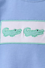 Blue Crocodile Embroidered Shorts Set