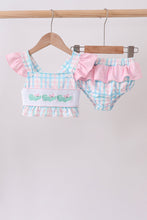 Pink Crocodile Smocked Gingham 2PC Swimsuit
