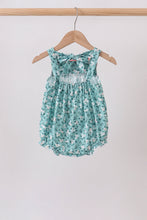 Green Floral Smocked Ruffle Bubble