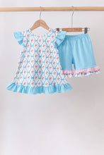 Blue Rose Ruffle Shorts Set