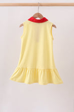 Yellow Apple Crayon Embroidered Ruffle Dress