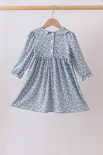Blue Floral Smocked Dress