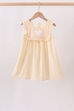 Oatmeal character french knot ruffle dress