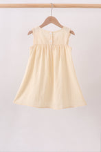 Oatmeal character french knot ruffle dress