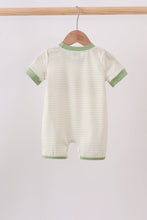 Monster truck embroidery stripe romper