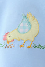 Blue Chicken Applique Bubble