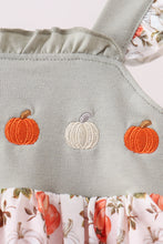 Orange Pumpkin Embroidery Ruffle Bubble