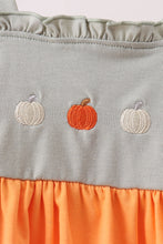 Orange Pumpkin Embroidery Ruffle Pants Set