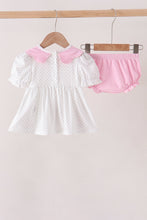 Pink Prayer Embroidery Ruffle Bloomer Set - ARIA KIDS
