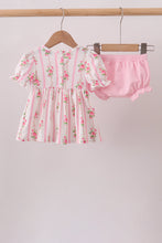 Pink Pumpkin Embroidery Ruffle Bloomer Set