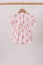 Pink Pumpkin Embroidery Floral Ruffle Bubble