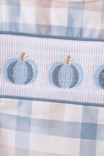 Blue Pumpkin Embroidery Gingham Bubble