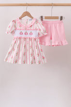Pink Pumpkin Embroidery Ruffle Shorts Set