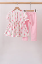 Pink Pumpkin Embroidery Ruffle Pants Set