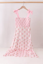 Pink Pumpkin Floral Smocked Mom Dress