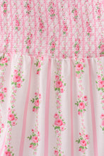 Pink Pumpkin Floral Smocked Mom Dress