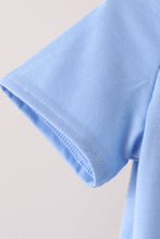 Blue Embroidery Gingham Pants Set