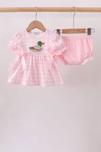 Pink Mallard Applique Gingham Bloomer Set
