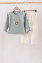 Sage Deer Embroidery Pants Set