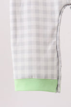Green Hocus pocus french knot gingham romper - ARIA KIDS