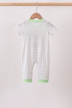 Green Hocus pocus french knot gingham romper - ARIA KIDS