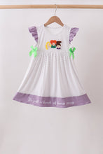 Purple Hocus pocus french knot ruffle dress - ARIA KIDS