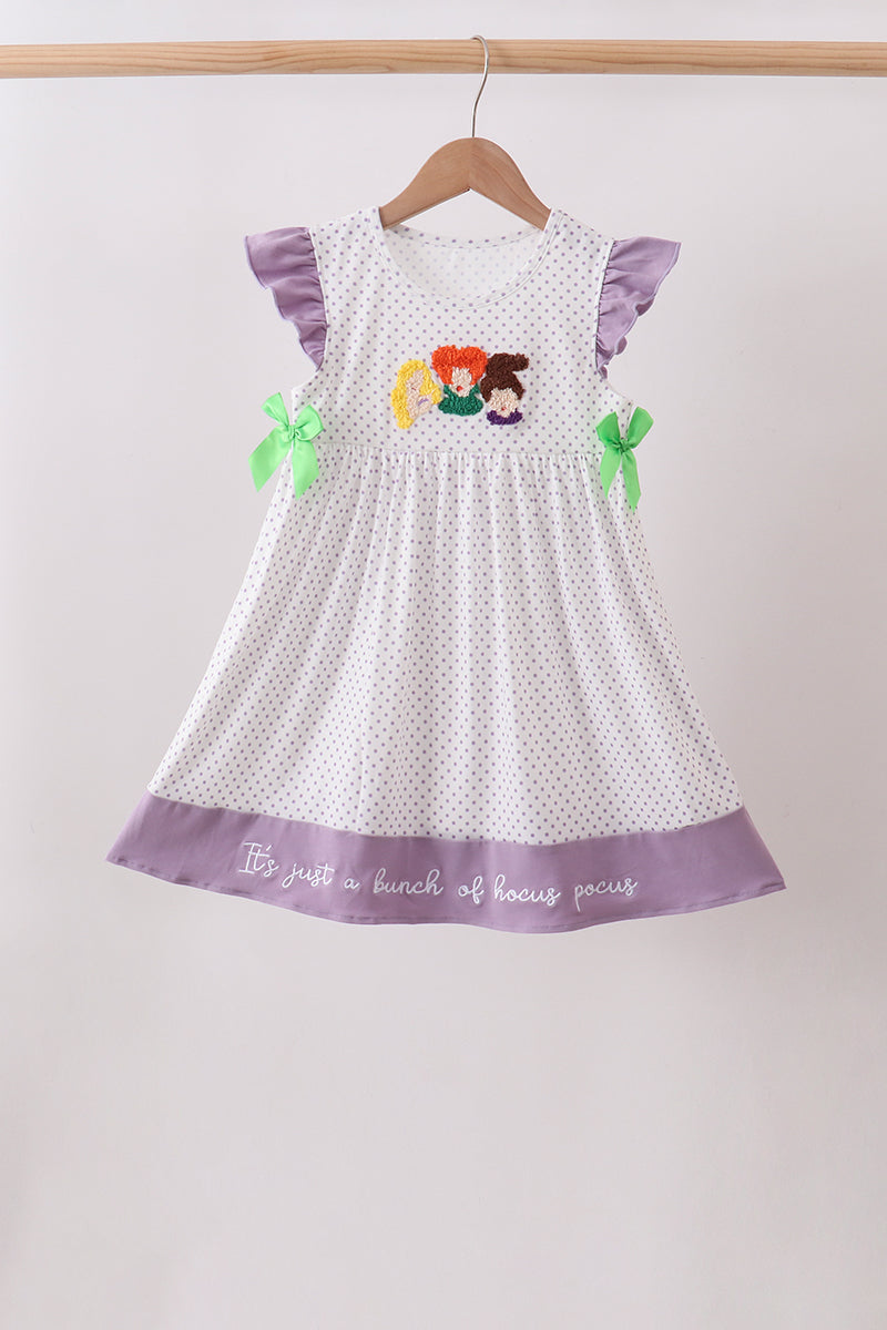 Purple Hocus pocus french knot ruffle dress - ARIA KIDS