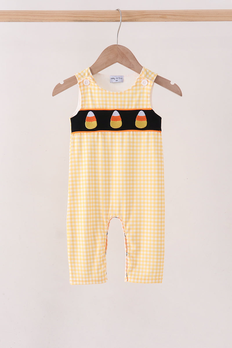 Mustard Candy Embroidery Gingham Jon Jon - ARIA KIDS
