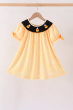 Mustard Candy Embroidery Gingham Dress - ARIA KIDS