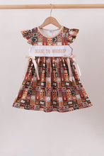 Brown Made to Worship Embroidery Ruffle Dress