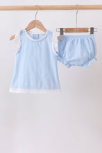Blue Jacquard Lace Bloomer Set