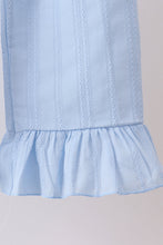 Blue Jacquard Lace Ruffle Pants Set