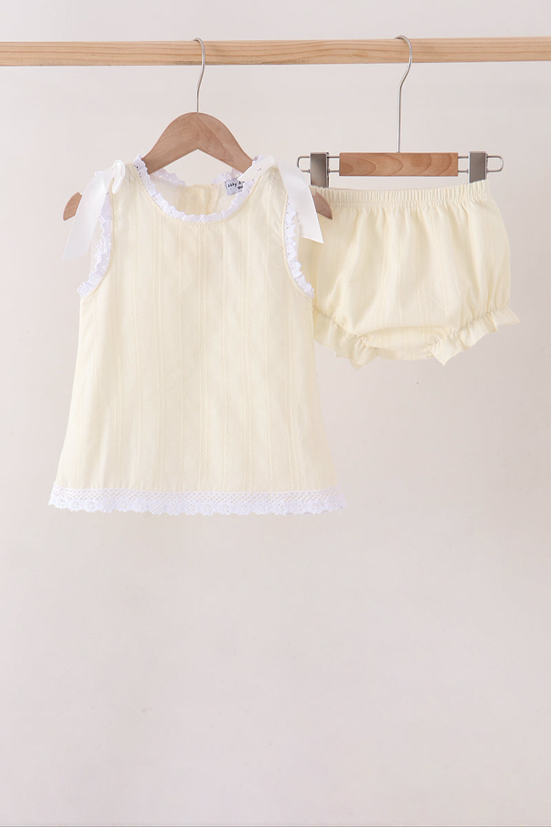 Beige Jacquard Bloomer Set - ARIA KIDS