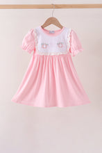 Pink Pumpkin Bow Embroidery Ruffle Dress
