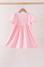 Pink Pumpkin Bow Embroidery Ruffle Dress