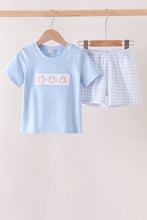 Blue Pumpkin Embroidery Gingham Shorts Set