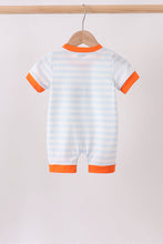 Orange Spider Embroidery Stripe Romper