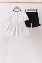Black Spider Embroidery Ruffle Shorts Set