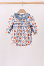 Blue Pumpkin Bow Smocked Ruffle Bubble