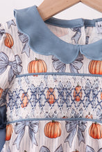 Blue Pumpkin Bow Smocked Ruffle Bubble