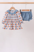 Blue Pumpkin Bow Smocked Bloomer Set