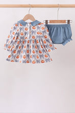 Blue Pumpkin Bow Smocked Bloomer Set