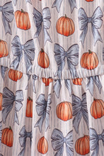 Blue Pumpkin Bow Mom Tiered Dress