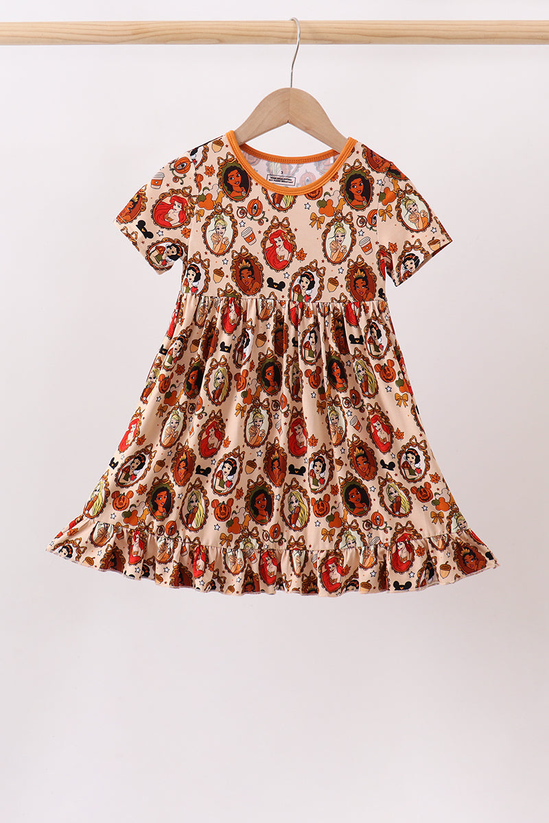 Orange princess bamboo ruffle dress - ARIA KIDS