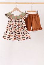 Camouflage Pumpkin Embroidery Ruffle Shorts Set - ARIA KIDS