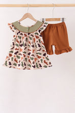 Camouflage Pumpkin Embroidery Ruffle Shorts Set - ARIA KIDS