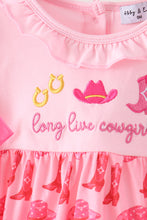 Pink Cowgirl Boots Embroidery Bubble - ARIA KIDS