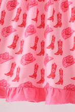 Pink Cowgirl Boots Embroidery Dress - ARIA KIDS
